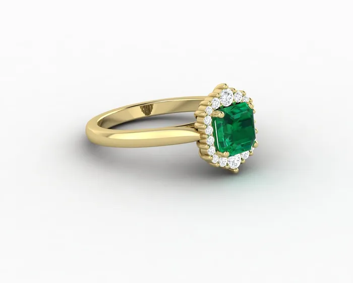 Juno 10 Ct Asscher Cut Halo Green Emerald Engagement Ring Sapheena Jewelry Rings