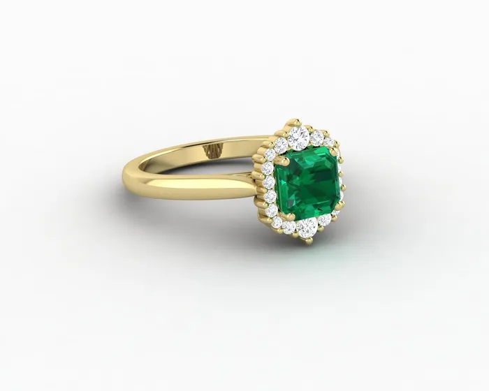 Juno 10 Ct Asscher Cut Halo Green Emerald Engagement Ring Sapheena Jewelry Rings