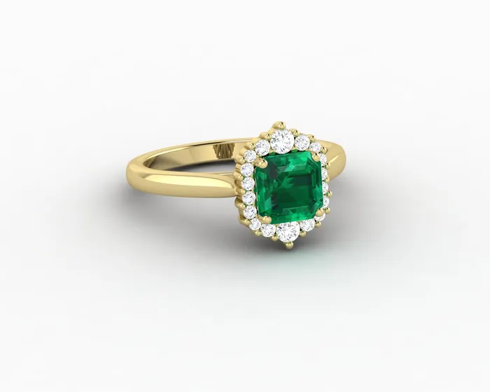 Juno 10 Ct Asscher Cut Halo Green Emerald Engagement Ring Sapheena Jewelry Rings