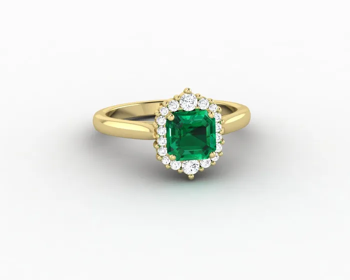 Juno 10 Ct Asscher Cut Halo Green Emerald Engagement Ring Sapheena Jewelry Rings
