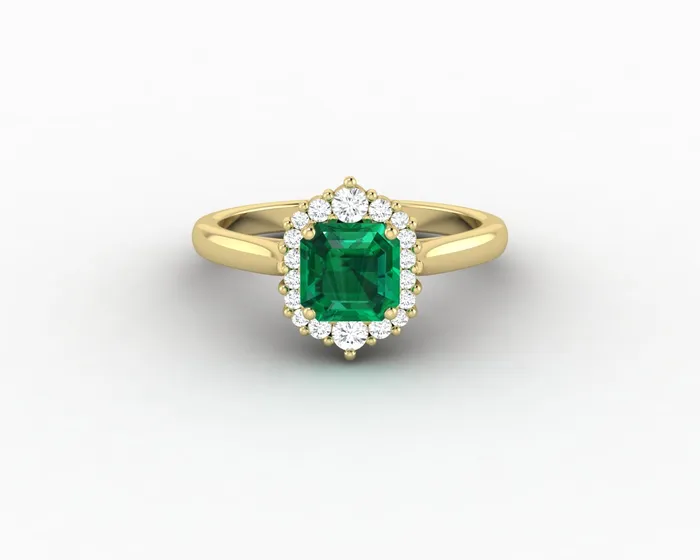 Juno 10 Ct Asscher Cut Halo Green Emerald Engagement Ring Sapheena Jewelry Rings