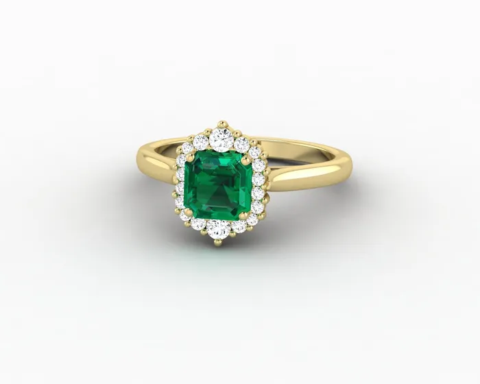 Juno 10 Ct Asscher Cut Halo Green Emerald Engagement Ring Sapheena Jewelry Rings