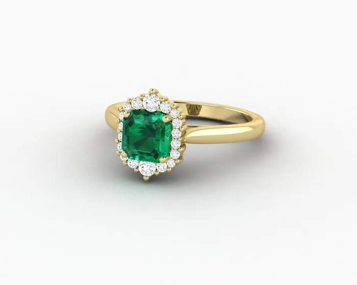 Juno 10 Ct Asscher Cut Halo Green Emerald Engagement Ring Sapheena Jewelry Rings
