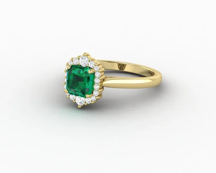 Juno 10 Ct Asscher Cut Halo Green Emerald Engagement Ring Sapheena Jewelry Rings