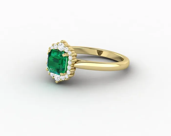 Juno 10 Ct Asscher Cut Halo Green Emerald Engagement Ring Sapheena Jewelry Rings