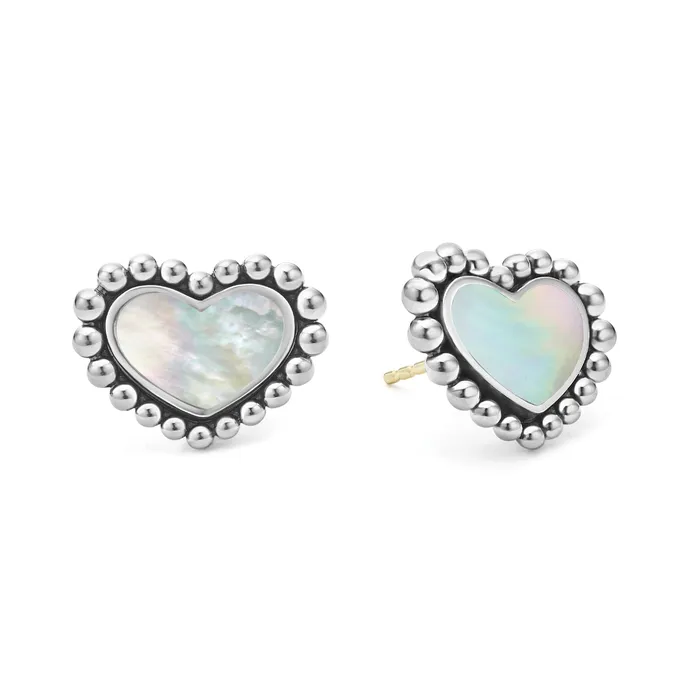 Maya Mother of Pearl Heart Stud Earrings LAGOS Earrings