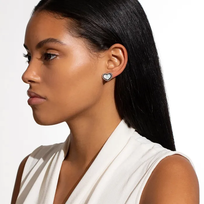 Maya Mother of Pearl Heart Stud Earrings LAGOS Earrings