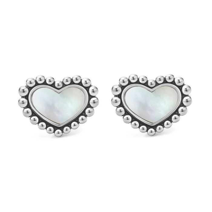 Maya Mother of Pearl Heart Stud Earrings LAGOS Earrings