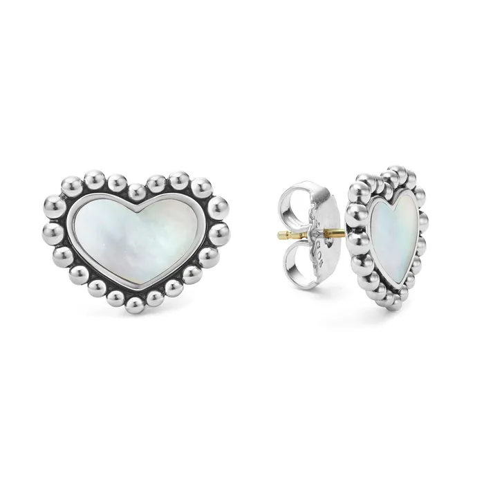 Maya Mother of Pearl Heart Stud Earrings LAGOS Earrings