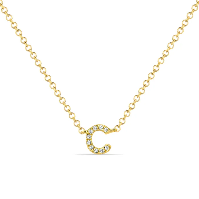 Necklaces EF COLLECTION Diamond C Initial Necklace
