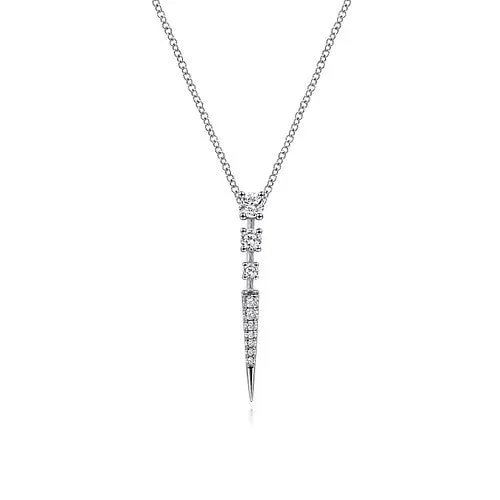 Necklaces GABRIEL CO 14K White Gold Diamond Spike Pendant Drop Necklace Necklaces GABRIEL CO 14K White Gold Diamond Spike Pendant Drop Necklace