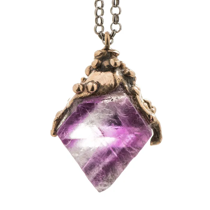 Necklaces Giardinoblu Purple Fluorite Crystal Necklace One of a Kind 
