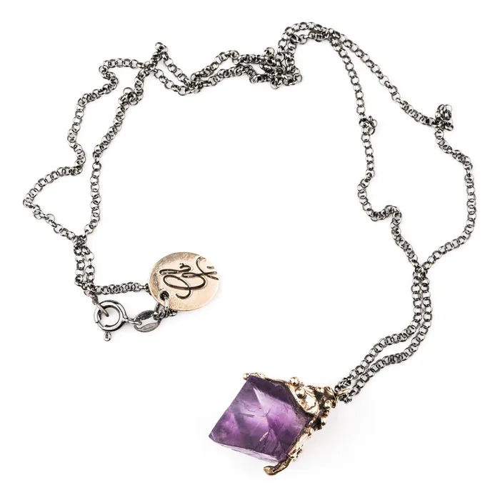 Necklaces Giardinoblu Purple Fluorite Crystal Necklace One of a Kind 