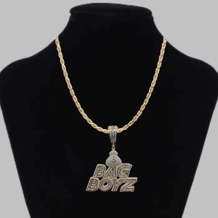 Pendants Necklaces Bag Boyz with Money Bag Iced Out Diamond Pendant Necklace