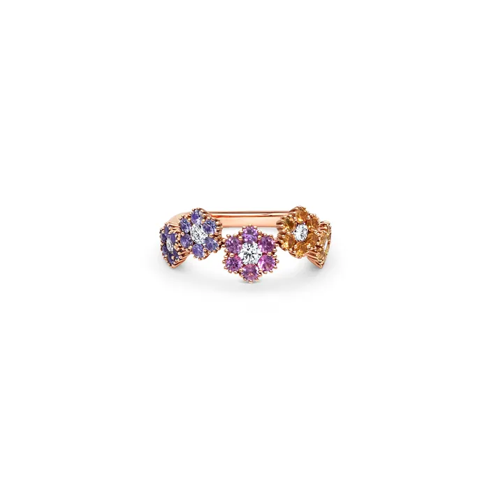 Polachecks Collection Rings Mix Color Sapphire Diamond Flower Ring