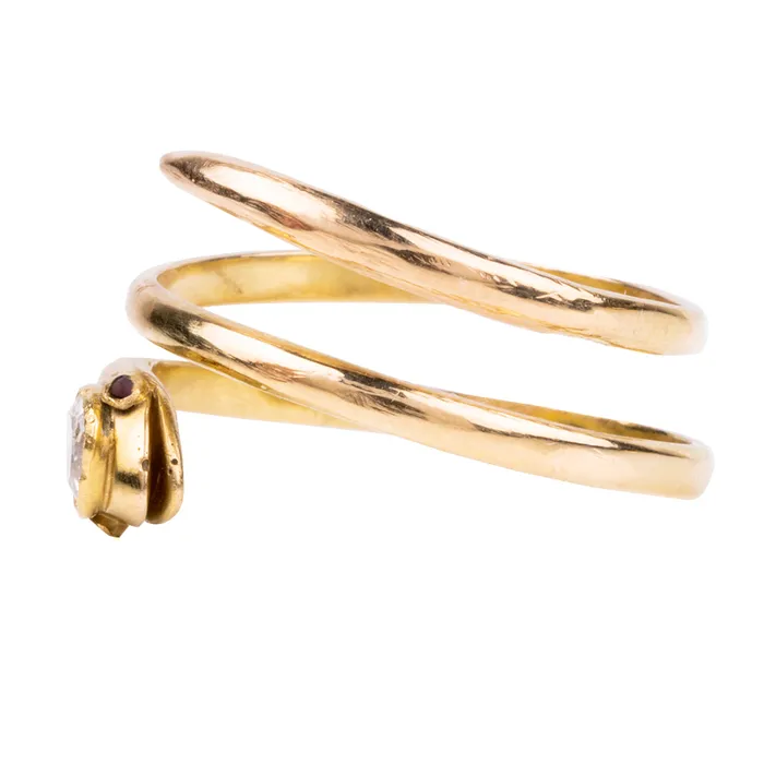 Rings Bell Bird Antiques Victorian Coiled Diamond Snake Ring