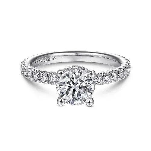Rings GABRIEL CO Alina 14K White Gold Hidden Halo Round Diamond Engagement Ring Setting Only Rings GABRIEL CO Alina 14K White Gold Hidden Halo Round Diamond Engagement Ring Setting Only