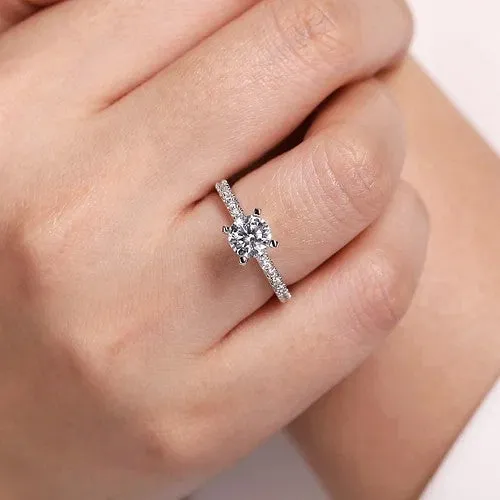Rings Logan 14K White Gold Round Diamond Engagement Ring GABRIEL CO