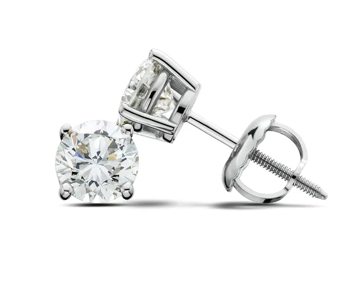 Sapheena Jewelry Earrings Round Moissanite Stud Earrings 02 ct tw