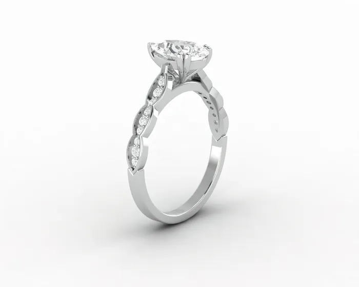 Sapheena Jewelry Rings Celeste 125 Ct Solitaire Pear Cut Engagement Ring With Side Stones