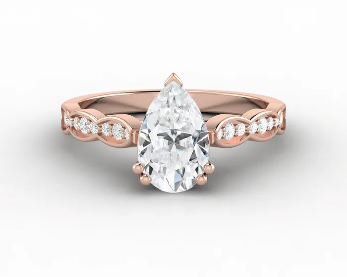 Sapheena Jewelry Rings Celeste 125 Ct Solitaire Pear Cut Engagement Ring With Side Stones