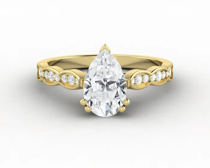 Sapheena Jewelry Rings Celeste 125 Ct Solitaire Pear Cut Engagement Ring With Side Stones