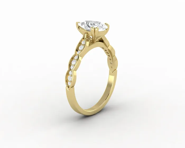 Sapheena Jewelry Rings Celeste 125 Ct Solitaire Pear Cut Engagement Ring With Side Stones