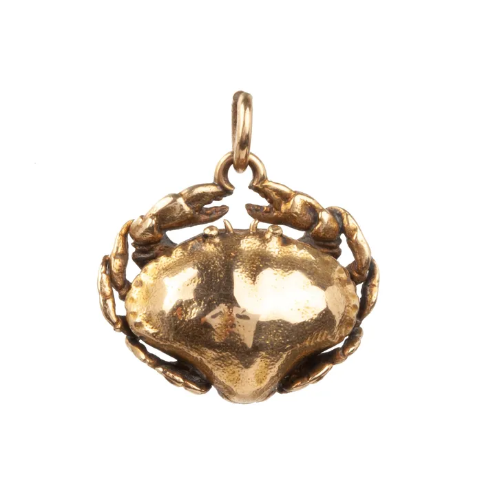 Victorian Gold Crab Locket Bell Bird Antiques Necklaces