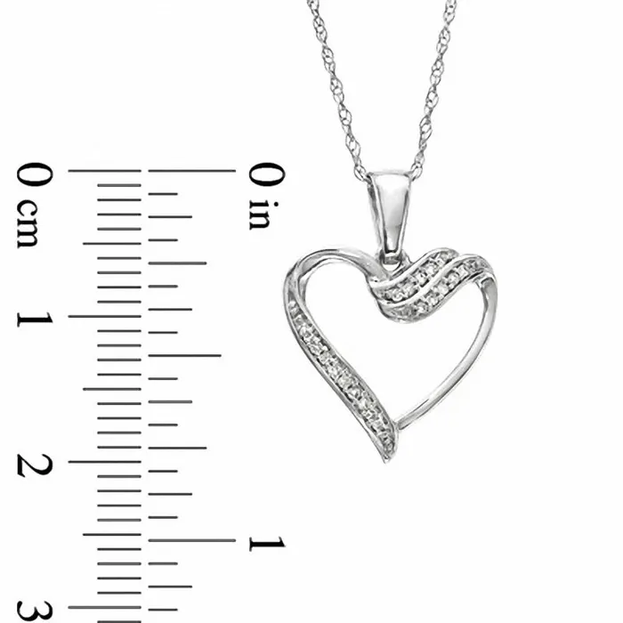 005 CT TW Natural Diamond Heart Pendant in 10K White Gold Goldia Necklaces 005 CT TW Natural Diamond Heart Pendant in 10K White Gold Goldia Necklaces