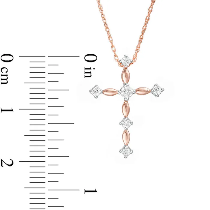01 CT TW Natural Diamond Cross Pendant in 10K Rose Gold Goldia Necklaces 01 CT TW Natural Diamond Cross Pendant in 10K Rose Gold Goldia Necklaces