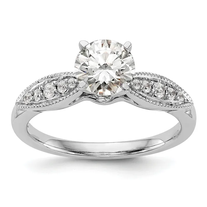 012ct CZ Solid Real 14K White Gold Peg Set Engagement Ring Goldia Rings