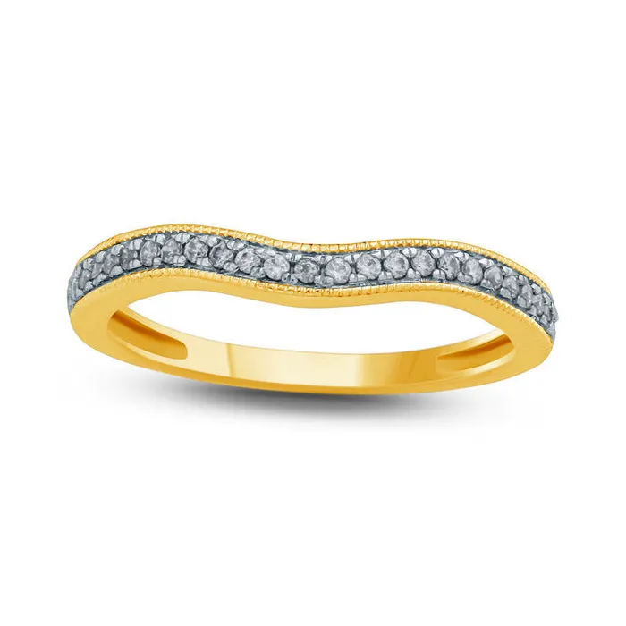 017 CT TW Natural Diamond Antique VintageStyle Contour Wedding Band in Solid 10K Yellow Gold Goldia Rings 017 CT TW Natural Diamond Antique VintageStyle Contour Wedding Band in Solid 10K Yellow Gold Goldia Rings