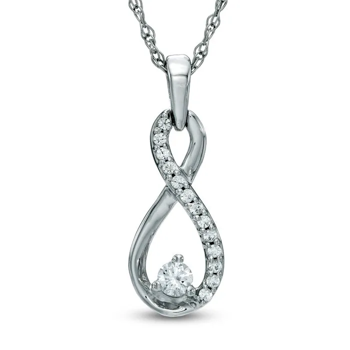 017 CT TW Natural Diamond Infinity Pendant in 10K White Gold Goldia Necklaces 017 CT TW Natural Diamond Infinity Pendant in 10K White Gold Goldia Necklaces