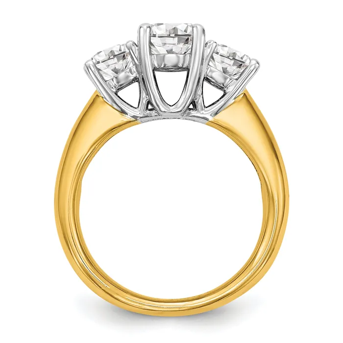 017ct CZ Solid Real 14K Twotone 3Stone Engagement Ring Goldia Rings