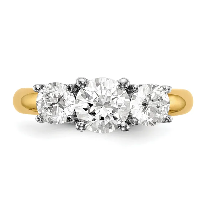 017ct CZ Solid Real 14K Twotone 3Stone Engagement Ring Goldia Rings