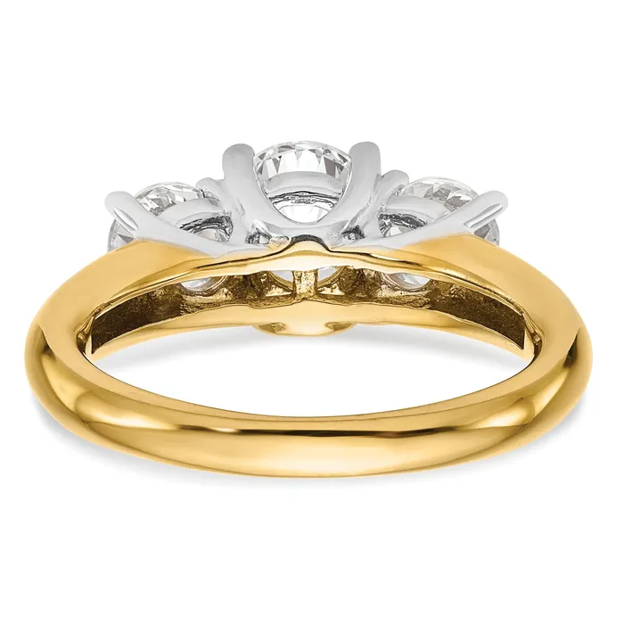017ct CZ Solid Real 14K Twotone 3Stone Engagement Ring Goldia Rings