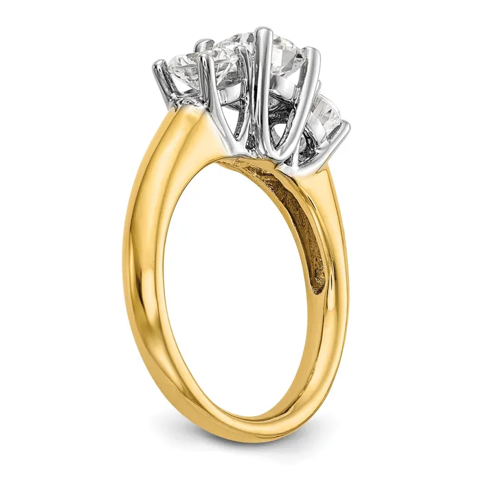 017ct CZ Solid Real 14K Twotone 3Stone Engagement Ring Goldia Rings