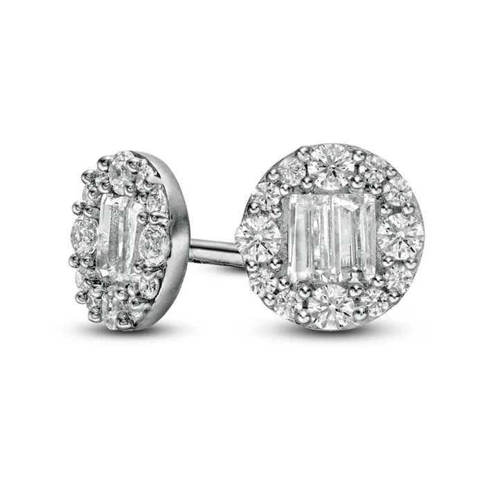02 CT TW Diamond Frame Stud Earrings in 10K White Gold Goldia Earrings
