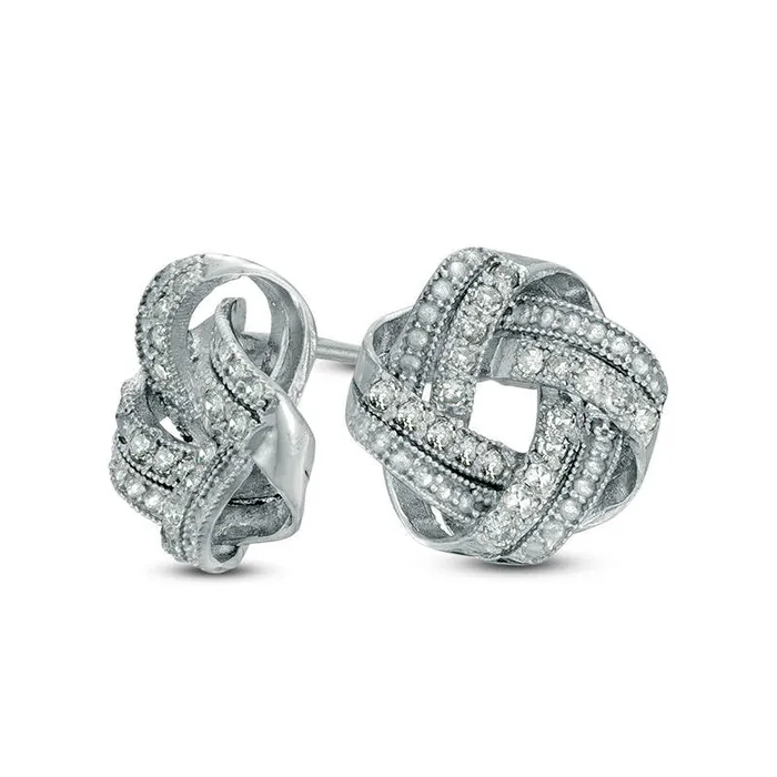 02 CT TW Diamond Infinity Love Knot Stud Earrings in 10K White Gold Goldia Earrings 02 CT TW Diamond Infinity Love Knot Stud Earrings in 10K White Gold Goldia Earrings