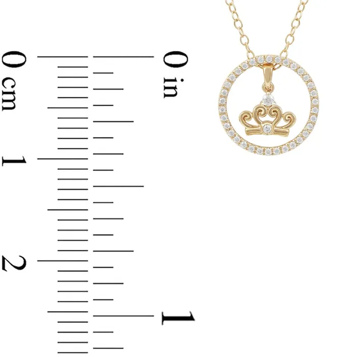 02 CT TW Natural Diamond Circle with Crown Pendant in Sterling Silver with 14K Gold Plate Goldia Necklaces 02 CT TW Natural Diamond Circle with Crown Pendant in Sterling Silver with 14K Gold Plate Goldia Necklaces