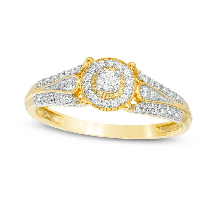 020 CT TW Natural Diamond Frame LoopSides Antique VintageStyle Promise Ring in Solid 10K Yellow Gold Goldia Rings 020 CT TW Natural Diamond Frame LoopSides Antique VintageStyle Promise Ring in Solid 10K Yellow Gold Goldia Rings