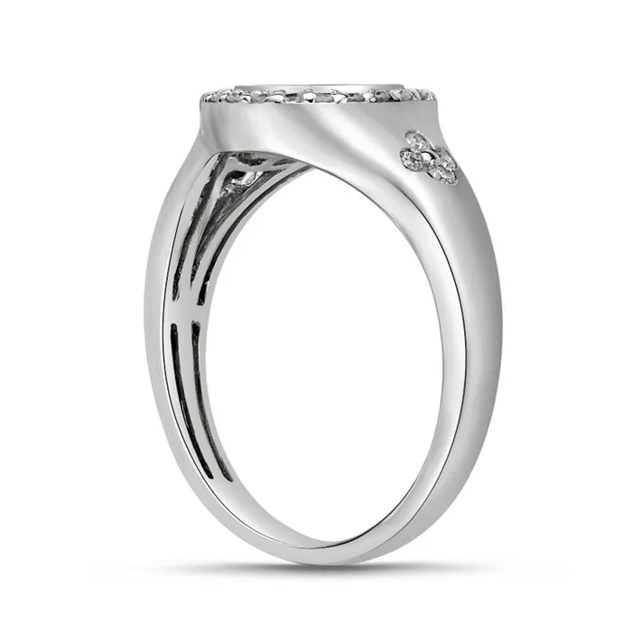025 CT TW Natural Diamond Frame Signet Ring in Solid 10K White Gold Goldia Rings 025 CT TW Natural Diamond Frame Signet Ring in Solid 10K White Gold Goldia Rings
