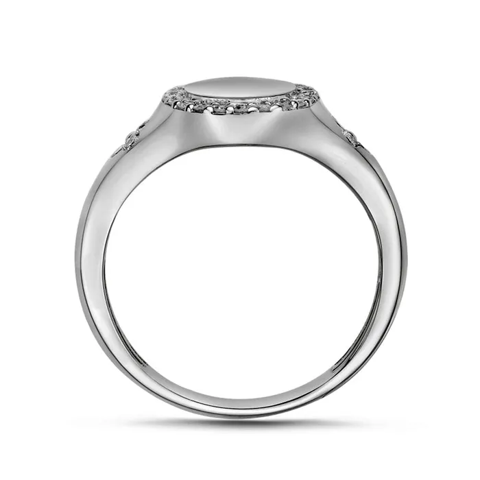 025 CT TW Natural Diamond Frame Signet Ring in Solid 10K White Gold Goldia Rings 025 CT TW Natural Diamond Frame Signet Ring in Solid 10K White Gold Goldia Rings