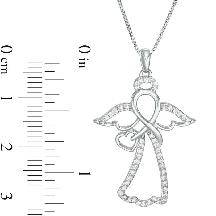 025 CT TW Natural Diamond Infinity Angel with Angel Drop Pendant in Sterling Silver Goldia Necklaces 025 CT TW Natural Diamond Infinity Angel with Angel Drop Pendant in Sterling Silver Goldia Necklaces