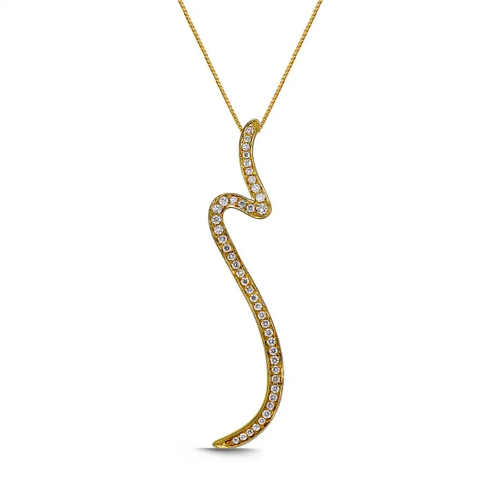 025 CT TW Natural Diamond Snake Pendant in 10K Yellow Gold Goldia Necklaces