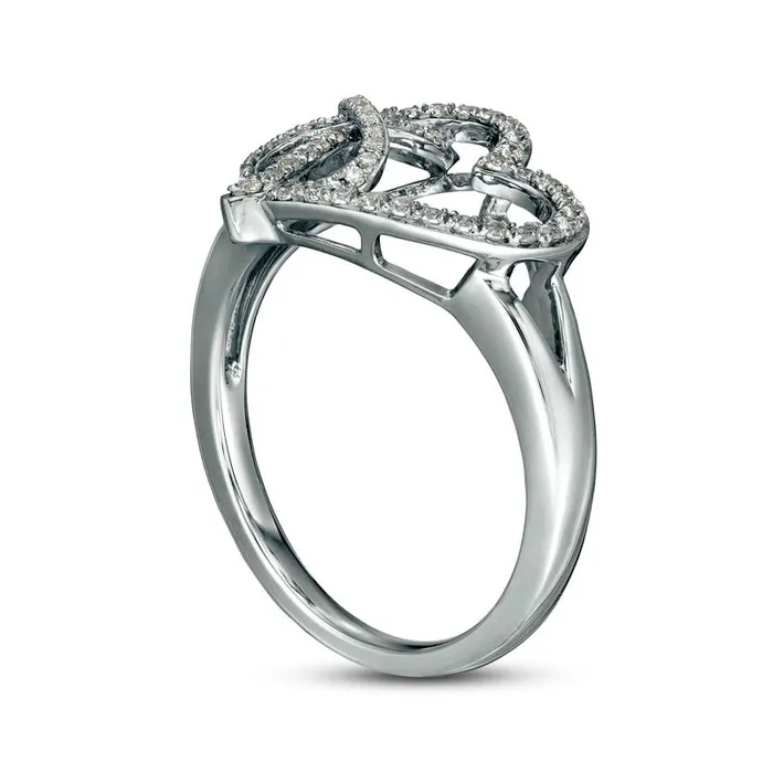 025 CT TW Natural Diamond Tilted Heart with Infinity Ring in Sterling Silver Goldia Rings 025 CT TW Natural Diamond Tilted Heart with Infinity Ring in Sterling Silver Goldia Rings