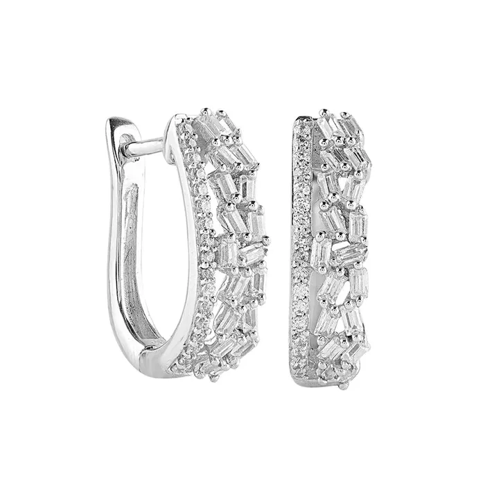 033 CT TW Baguette and Round Diamond Edge Hoop Earrings in 10K White Gold Goldia Earrings 033 CT TW Baguette and Round Diamond Edge Hoop Earrings in 10K White Gold Goldia Earrings