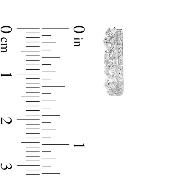 033 CT TW Baguette and Round Diamond Edge Hoop Earrings in 10K White Gold Goldia Earrings 033 CT TW Baguette and Round Diamond Edge Hoop Earrings in 10K White Gold Goldia Earrings