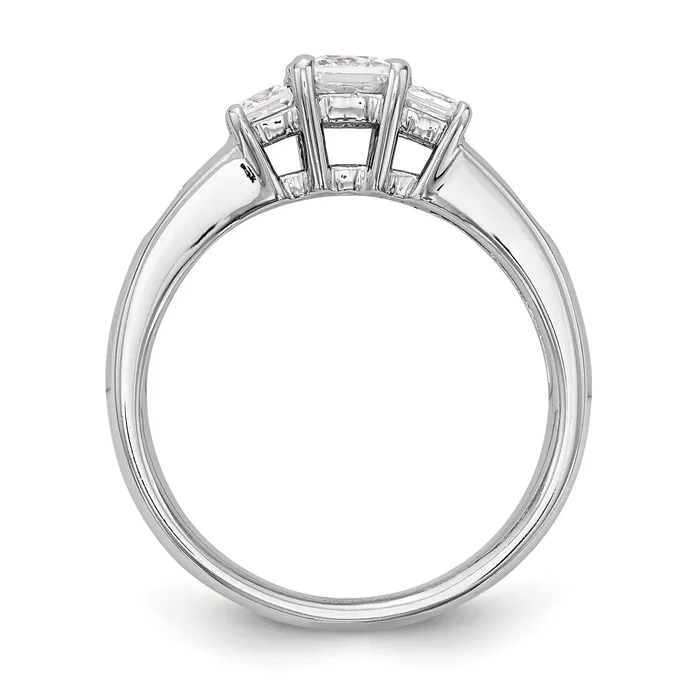 033ct CZ Solid Real 14K White Gold 3Stone Engagement Ring Goldia Rings