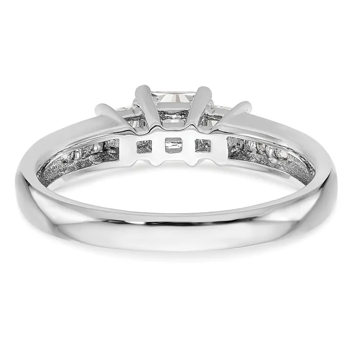 033ct CZ Solid Real 14K White Gold 3Stone Engagement Ring Goldia Rings